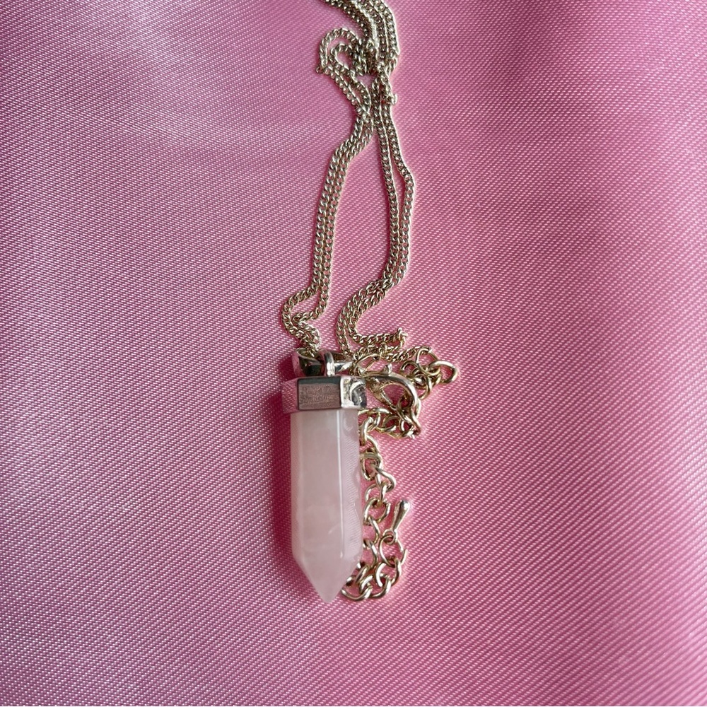 Rose quartz pendant necklace love stone NWOT